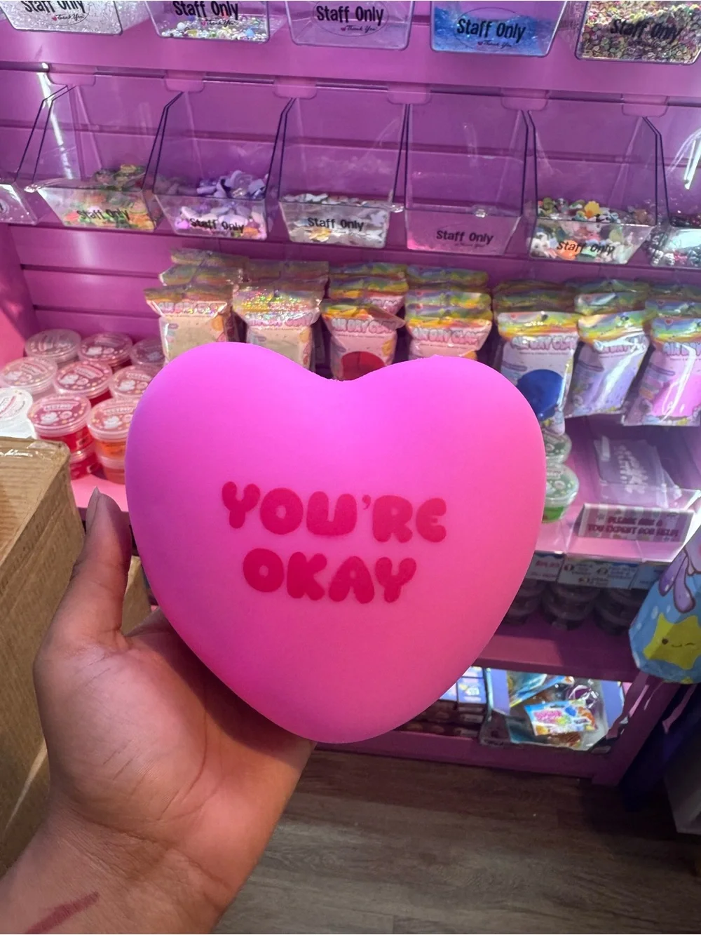 JUMBO You're Okay Pink Heart SQUISHY Ball